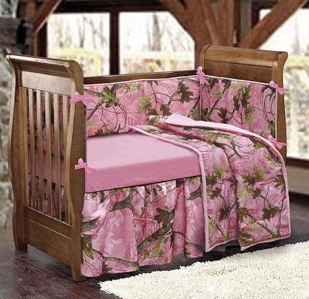 HiEnd Accents Baby Pink Camouflage 4-PC Crib Bedding Set