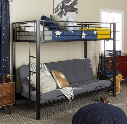 Manor Park Premium Metal Twin over Futon Bunk Bed - Black