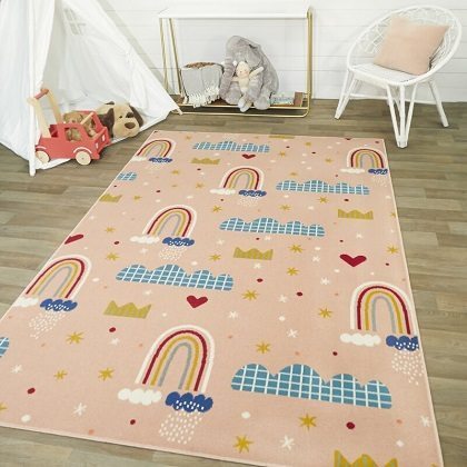 Payson Princess Rainbows Pink Area Rug, by Zoomie Kids