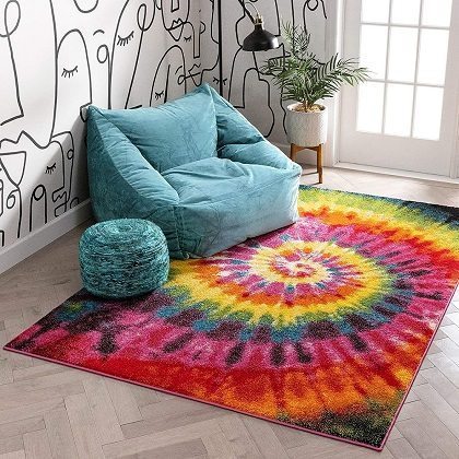 Tie Dye Retro Rainbow Rug, by Well Woven