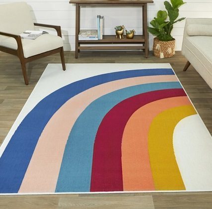 Totton Blue Rainbow Area Rug, by Brayden Studio