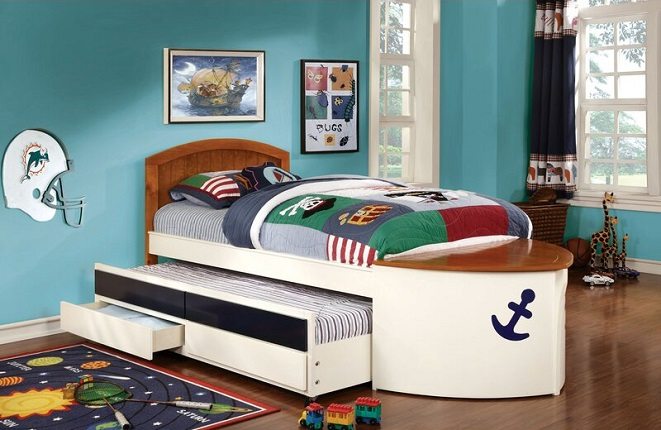 Twin Mate's & Captain's Boat Bed with Trundle, by Hokku Designs