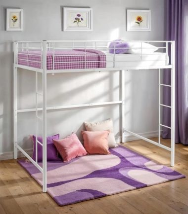 Elita Full Metal Loft Bed in white