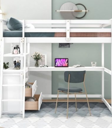 Evo 2 Drawer Loft Bed with Built-in Desk and Shelves 1