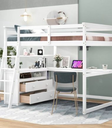 Evo 2 Drawer Loft Bed with Built-in Desk and Shelves