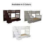 Tena Solid Wood Standard Bunk Beds with Stairway & 2 Under Bed Drawers in 3 colors