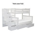 Tena Solid Wood Standard Bunk Beds with Stairway & 2 Under Bed Drawers
