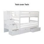 Tena Solid Wood Standard Bunk Beds with Stairway & 2 Under Bed Drawers